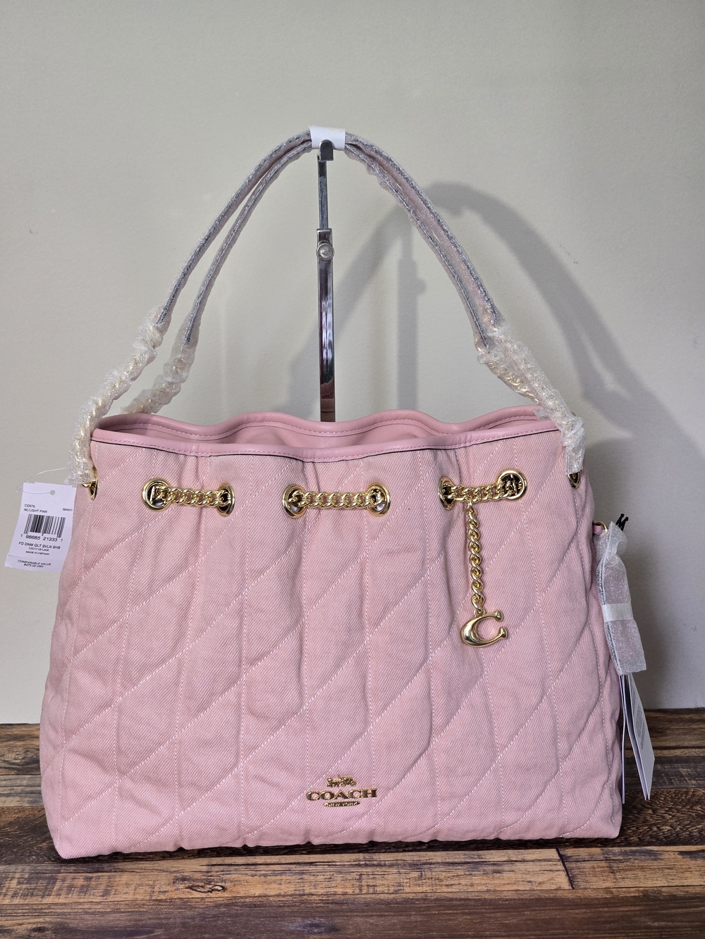 NWT Coach Evelyn Shoulder Bag In Denim With Quilting